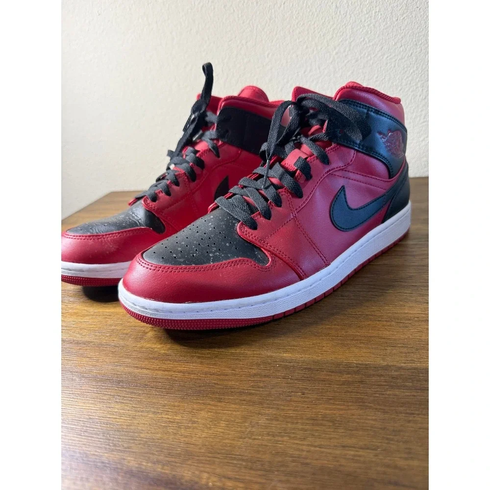 Nike Air Jordan 1 Mid SE Red Black Men's Basketball Shoes Size 10.5
